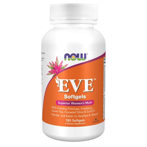 NOW Supplements, Eve™ Women's Multivitamin with Evening Primrose, Cranberry, Green Tea, Horsetail Silica & CoQ10, 180 Softgels