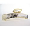 Generic Long gold metal and black gray white marbled acrylic hair claw clip