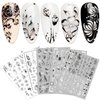 10 Sheets Black & White Butterfly Flower Nail Stickers Self-Adhesive Nail Art Decal Butterfly Floral Nail Design Decoration for Women Men