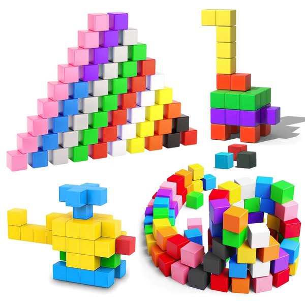 Ausanew 48 Pieces Magnetic Building Blocks Set,10 Colors Magnets for Kids 2-8 Year Olds,STEM Education, Sensory and Montessori Toys