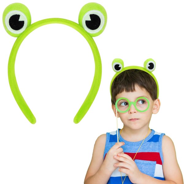GAFATORY Frog Eyes Green Headband for Girls Cute Spa headband for Women Animal Headband for Makeup Hair Band Cosplay Costume Zoo Gifts Halloween Headband Funny Jungle Headbands for Skincare
