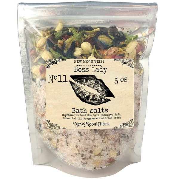 Boss Lady Essential Oils Herbal Spell Ritual Bath Salts with Real Herbs Botanicals Infused Beauty Love Power Control Women Success Confidence Attain Dreams Goals Self Love Acceptance Draw New Luck