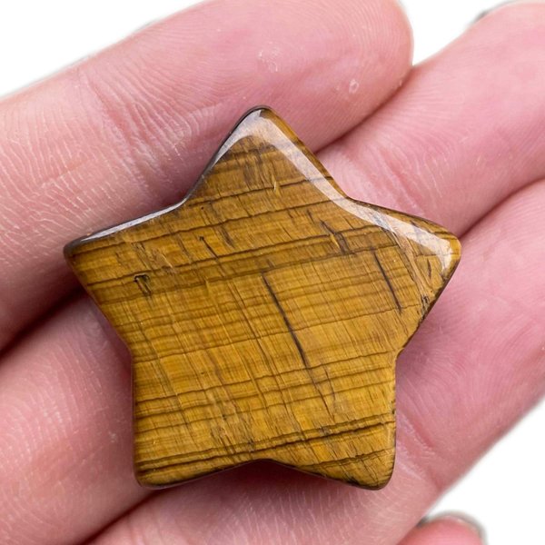 Fekuar Tiger's Eye Stone Crystal Star Chakra Stones for Reiki Healing Yoga Balance Meditation Polished Mini Pocket Palm Stone 1 Inch (30mm)