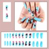 LBPEPAMZ 24 Pcs Summer Press on Nails Medium Square Fake Nails Coconut Tree Palm Pattern Artificial Nails Ocean Beach Tropical Style Design False Nail Glossy Glue on Nails Full Cover for Women Girls