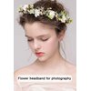 AWAYTR Leaf Flower Crown Garland Headpiece - Handmade Hair Floral Wreath Adjusatble Flower Headbands for Bridal Wedding Festival Party Flower Leaves Crown (Cream white)