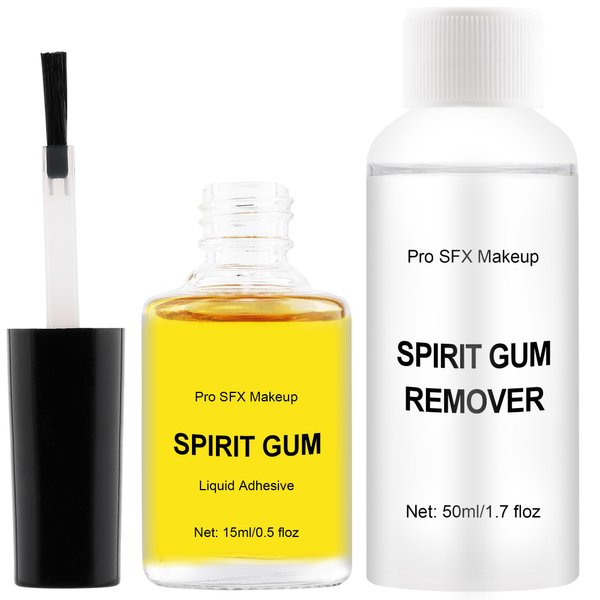 DALVGFN Spirit Gum Adhesive With Remover Combo Kit, Professional Liquid Adhesive and Remover, Special Effects Makeup Face Body Prosthetics Glue, SFX Mkaeup Kit For Halloween Costume Film Theatre