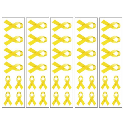 40 Yellow Ribbon Temporary Tattoos: Bone Cancer Awareness Tattoo