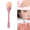 WOKOTO 1pcs Pink Shiny Rhinestone Nail Art Dust Brushes For Acrylic Nails Powder Remover Brushes Loose Face Cosmetics Blending Liquid Foundation Powder Make Up Brushes Nail Trimming Cleaning Tools