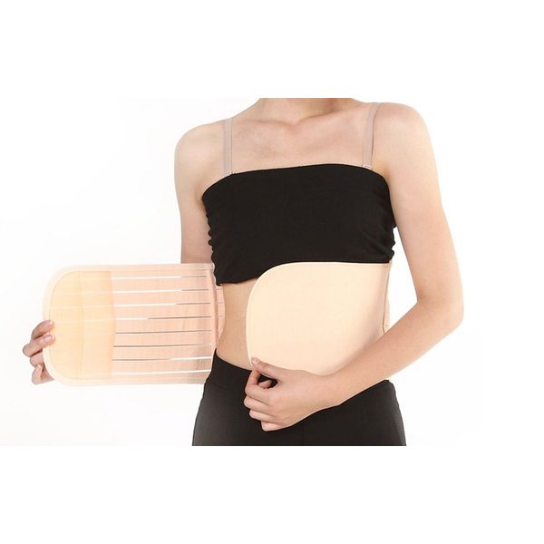 1PCS Beige Striped Style Adjustable Elastic Abdominal Binder Postnatal Belly Waist Slim Slimming Shaper Back Support Girdle Belt Pregnancy Recoery Shapewear Abdomen Corset Staylace for Women (S)