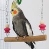 Bird Swing Parakeet Perch Bird Natural Wood Stand Parrot Cage Hanging Bite Resistance Toys Top Wooden Branches Standing Toys Cage for Small Medium Parrots Budgie Lovebirds