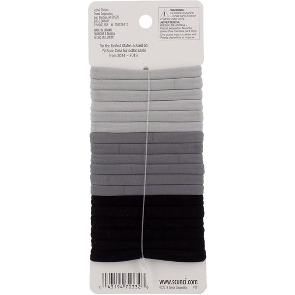Scunci No Damage Hair Ties Elastic Ponytail 18 Pcs Ponytailers Gray Shades Soft