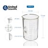 United Scientific™ BG1000-2000 Borosilicate Laboratory Grade Glass Beakers | Griffin Style Low Form Beaker | Graduated with Spout | Designed for Laboratories & Chemistry Classrooms | 2,000mL | 1 Each