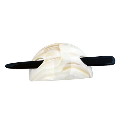 French Amie Oval Arch Ivory Handmade Ponytail Holder Hair Updo Bun Holder Cover Cap Hair Slide Pin Stick