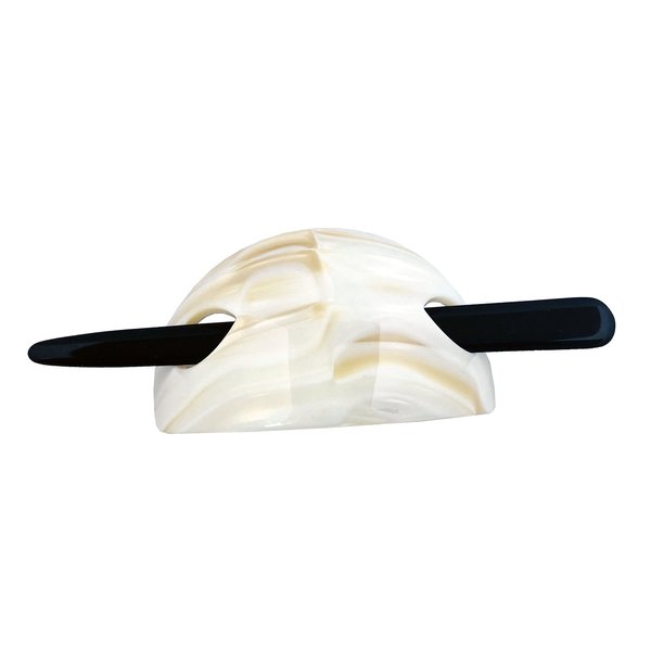 French Amie Oval Arch Ivory Handmade Ponytail Holder Hair Updo Bun Holder Cover Cap Hair Slide Pin Stick