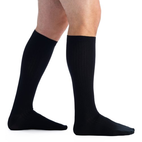 EvoNation Men’s Knee High 20-30 mmHg Graduated Compression Socks – Moderate Pressure Compression Garment, Black, Medium