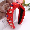 4 th of July Headband for Women American Flag Knottted Headband Star USA Charm Fourth of July Patriotic Headband Headpiece Red White and Blue Crystal Top Knot Wide Hairband Hair Accessories Gift (red patriotic headband)