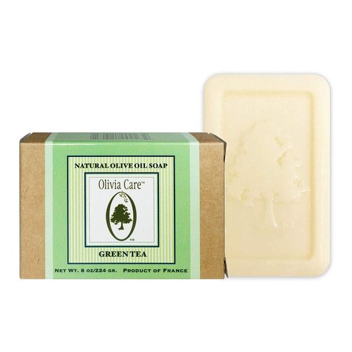 Olivia Care Green Tea Bar Soap - Organic, Vegan & Natural | Pure Olive Oil | Moisturizes & Deep Cleans | Good for Sensitive Dry Skin | Made in USA