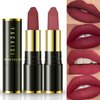 Jeffbaubl YACAISI 2 Pcs Matte Lipstick,Velvet Matte Lip Sticks,Red Velvet Lipstick,Smudge Proof Long Lasting Lipstick,Waterproof Non-Stick Cup Lip Stain for Women Girls(Dark Red+Bean Paste Red)