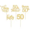 30 Pack Happy 50th Birthday Cupcake Toppers Gold Glitter Fifty Cheers to 50 Years Old Birthday Cupcake Picks for 50th Birthday Anniversary Party Cake Decorations Supplies