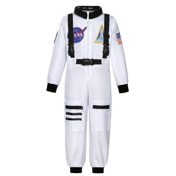 Costumerry Astronaut Costume for Kids NASA Space Pilot Toddler Boys Birthday Halloween Costumes (White, 3-4 Years)