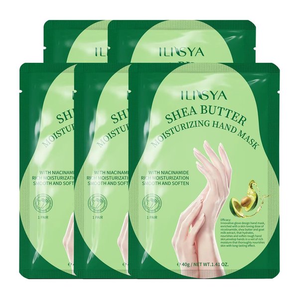 SULADEC Moisturizing Hand Mask with Shea Butter and Goat Milk, Hydrating Hand Masks for Dry Cracked Hands, Dry Skin Moisturizer for Soft and Smooth Touch Hands - Men Women - 5 Pairs