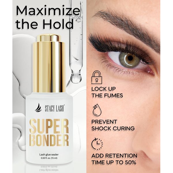 Super Bonder for Lash Extensions by Stacy Lash/Locks Eyelash Glue Fumes/Lash Extension Primer Complement/Lash Bonder for Mink Individual Lashes/Eyelash Extension Supplies