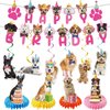 Coskingland Dog Birthday Party Decorations - 12PCS Cute Dog Birthday Decorations Boy Girl Dog Birthday Decorations Doggie Birthday Party Supplies Happy Birthday Banner Hanging Swirls Table Decor