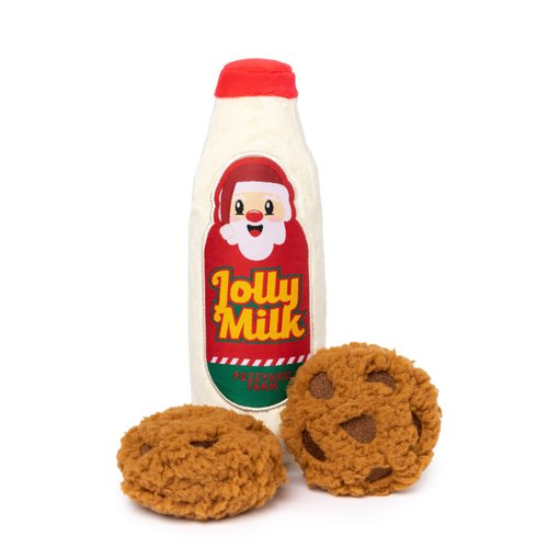 Fuzzyard Santa Jolly Milk & Cookies Dog Toy 3pc Set Christmas Plush w/Squeakers Washable