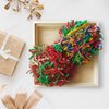 BOXHOME Shred Paper Filler (1LB) Crinkle Cut Paper for Wrapping & Filling Gift Basket Gift Boxes, Red, Kraft and Green-Christmas Mix