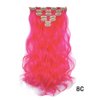 iLUU 20 Inch Hot Pink Color Party Cosplay Wavy Curly Hair Clip in Extensions 20" 100g Synthetic Hair Extensions 7pcs Full Head Women Hair Pieces 16 Clips ins for Girl (#8C-Hot Pink)
