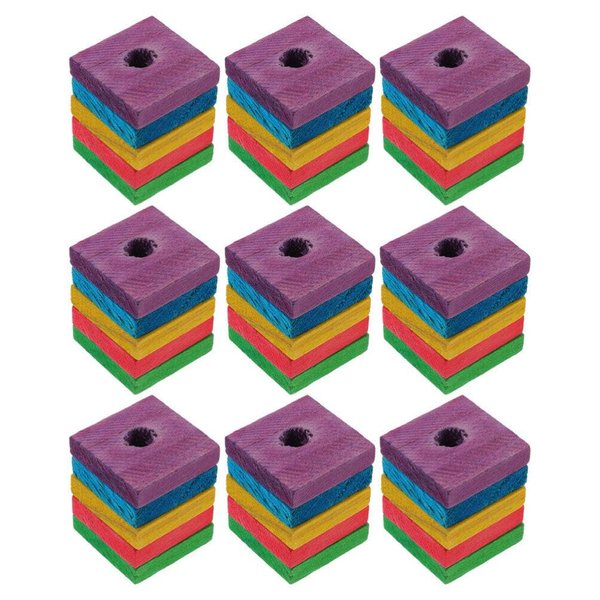 SUPVOX 50pcs Wooden Blocks Bird Chewing Toy, DIY Bird Chewing Toys Colorful Square Wood Pieces Beak Trim Parrot Foot Craft Cage Part Toy Mini Wood Chip Charms