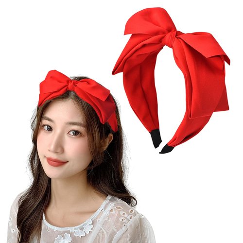Kilener Red Bow Headband Big Bowknot Headbands for Women Girls Hairband with Bow Hair Bands Top Knot Bow Headband for Women Bows Headbands Bowknot Hair Hoop Bow Head Band Hair Accessories