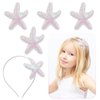 LACGO Set of 5 Starfish Hair Accessories - Mermaid Hair Clips Sequins Glitter Headband Sea Star Barrettes for Toddler Girls Women Beach Wedding Birthday Anniversary Holiday(White)