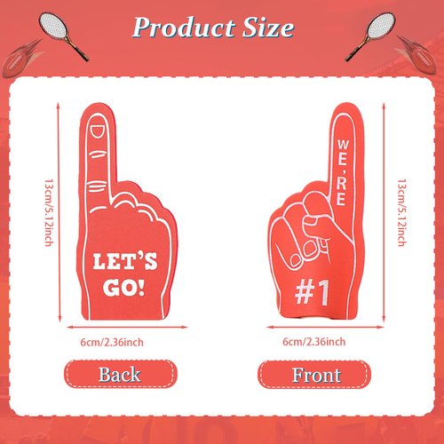 24 Pieces Sports Fan Foam Finger, Mini Foam Finger, Sports Party Favors, Mini Foam Finger #1, Baseball Football Soccer Team Cheerleader Gifts for Sports Themed Birthday Party Supplies. (Red)