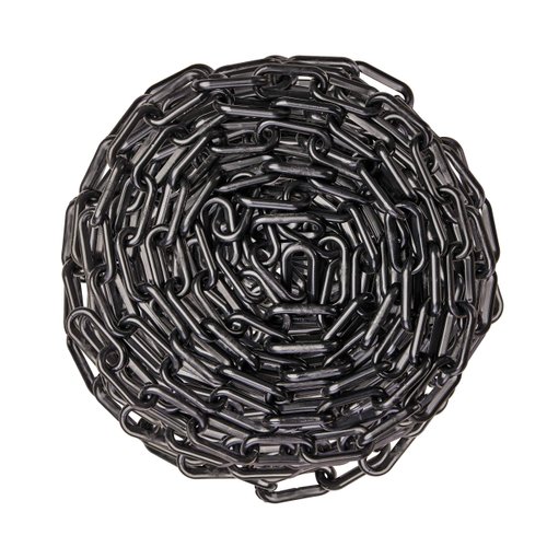 US Weight (Made in USA) 2" x 25' Black Plastic Safety Chain ft. SunShield UV Resistant Technology