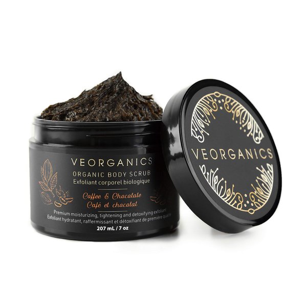 Organic Coffee & Chocolate Body Scrub by VeOrganics - Premium Moisturizing, Tightening and Detoxifying Exfoliant