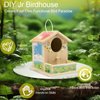 Thick&Thin Bird House Kits for Adult, Wooden DIY Birdhouse Kit, Outdoor Woodworking Crafts Freestyle Painting, Arts and Crafts Projects with Paints & Brushes, Gift Christmas