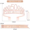 Vovii 50th Birthday Gifts for Women 50th Birthday Sash and Tiara Women Happy 50th Birthday Decorations for Women 50 and Fabulous Sash and Rhinestones Rose Gold Tiara for Women