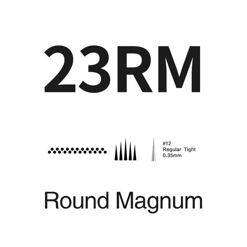 STIGMA #12(23RM) Standard Disposable Tattoo Needle Cartridges with Membrane Safety Cartridges for Tattoo Artists Curved/Round Magnum Shader Soft Edge 20Pcs Standard Pack EN05-20-1223RM