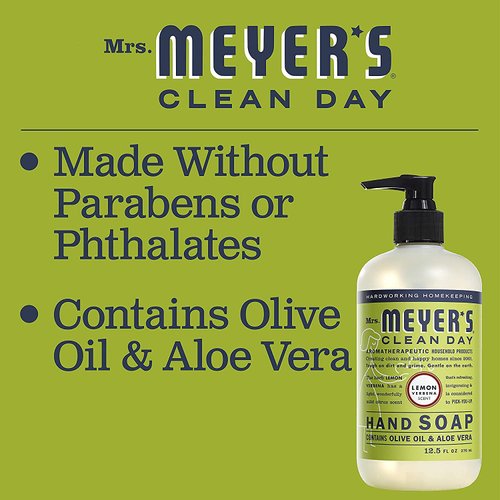 MRS. MEYER'S CLEAN DAY Liquid Hand Soap lemon verbena, 12.5 Fl Oz (Pack of 2)