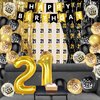 21st Birthday Party Decorations for Him Her Black Gold Happy 21st Birthday Banner Balloons Gold Number 21 Balloon Curtain Backdrop Black and Gold 21 Year Old Birthday Party Supplies for Men Women