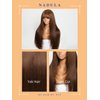 Nadula Hair Brown Yaki Straight Human Hair Glueless Wigs #4 Layer Cut Bang Wigs with 4x4Lace Closure Chocolate Brown Straight Wigs for Women No Glue No Gel Beginner Friendly 180% Density 18inch