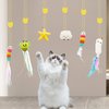 JIARON 6 PCS Interactive Cat Feather Toys, Indoor Hanging Retractable Cat Toy, Self Play Toys Make Fun Excecise
