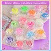 Holographic Chunky Glitter Glow in The Dark Glitter 16 Colors with Glue Set, Body Glitter Glow Glitter for Women Face Body Nail Hair Makeup at The Concert/Festival/Rave Party