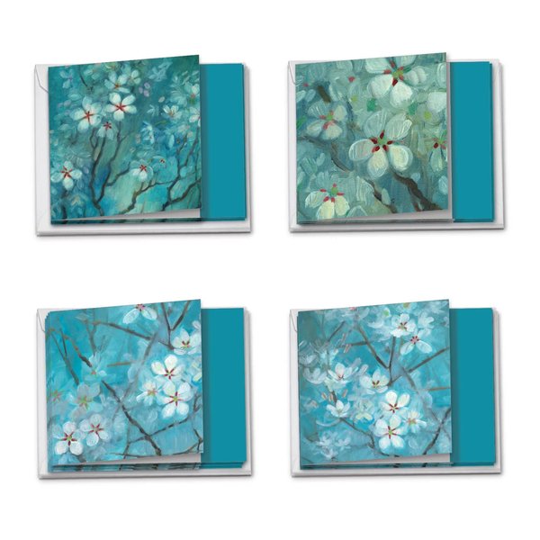 The Best Card Company - 12 Assorted Blank Note Cards (4 x 5.12 Inch) - Boxed All Occasion Notecards Bulk (4 Designs, 3 Each) - Blooming Branches MQ4596OCB-B3x4