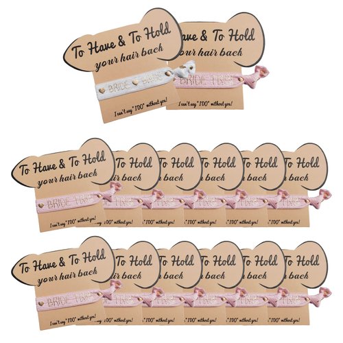 Bachelorette Party Favors, 14 Pack Hair Ties Party Supplies for Bride and Bridesmaids Hair Accessories for Bridal Shower, and Wedding Decorations, White Rose Gold Hair Bands for Pink (P 14Pack Pink White 1Hair Ties)