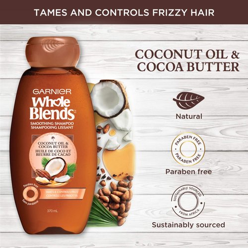 Garnier, Whole Blends Shampoo with Extracts Count, Coconut Oil & Cocoa Butter, Coconut Oil/Cocoa Butter, 12.5 Fl Oz