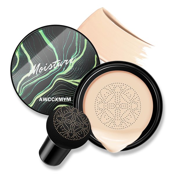 AWCCXMYM CC Cream Cushion Foundation Full Coverage Foundation Matte Moisturizing Concealer BB Cream Foundation Makeup with Mushroom Head for Glowing Flawless Skin Radiance 01#Ivory (Porcelain)