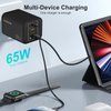 65W USB C Charger, 3 Ports USB Wall Charger, PD3.0 GaN USB C Charger for Travel, Fast Charger USB C for MacBook Pro/Air, iPad, Galaxy S24 Ultra, Dell XPS, iPhone 15 Pro and More(Black)