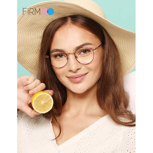 Firmoo Blue Light Blocking Glasses, Anti Eyestrain Computer Glasses, Round Tortoise Shell Metal Eyewear Frames for Women/Men(+0.00)